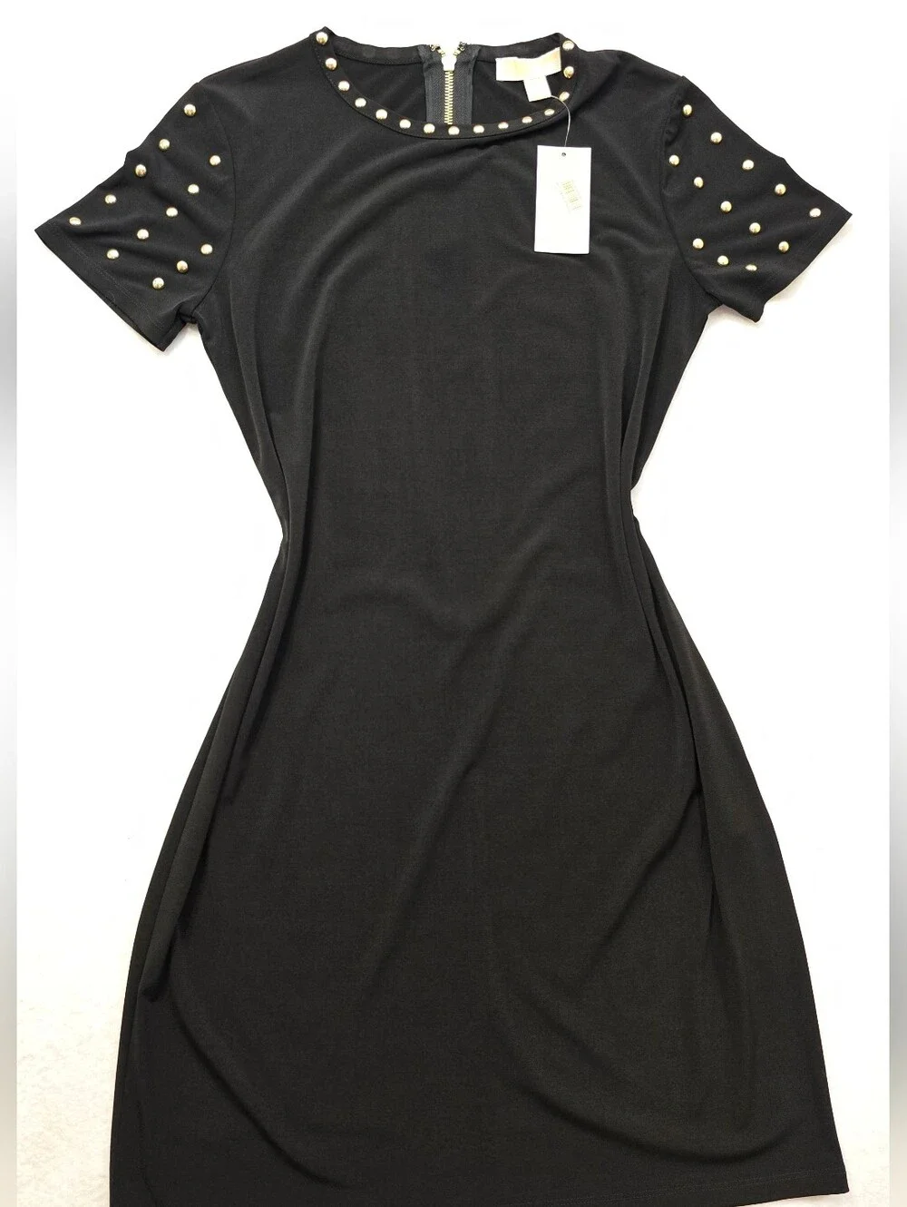 Michael Kors Black Studded Short-Sleeve Bodycon Dress